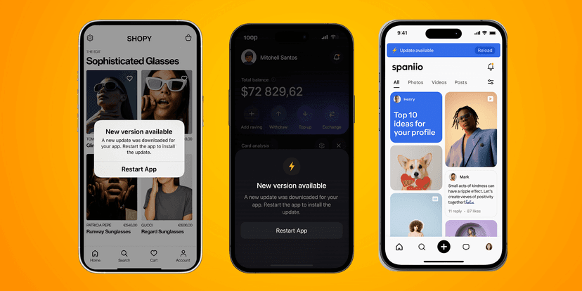 React Native over the air (OTA) updates with custom user interface